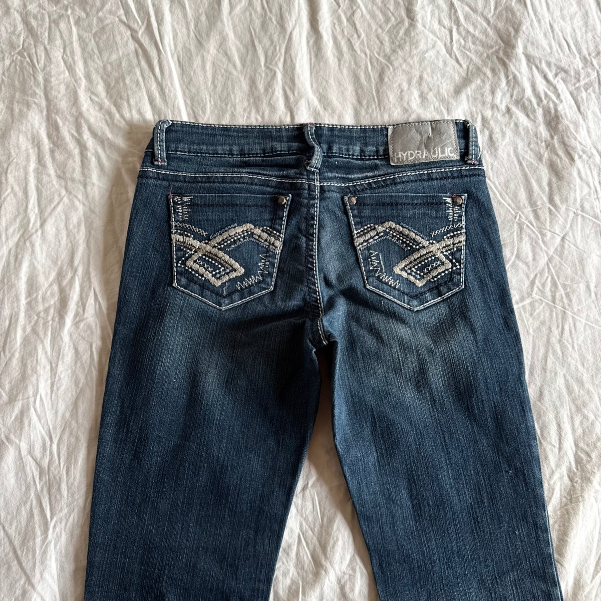Hydraulic Low-Rise Dark Wash Slim Bootcut Jeans - Size S