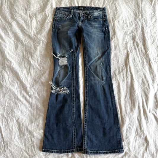 Rerock Low-Rise Ripped Medium Wash Bootcut Jeans - Size XXS