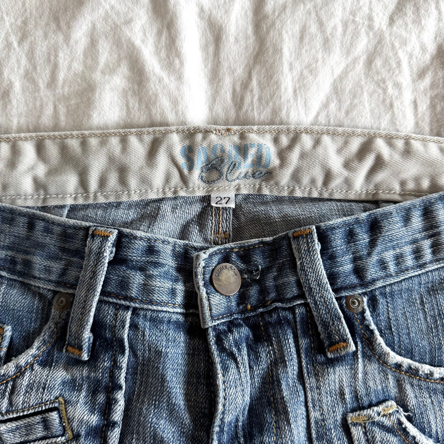 Sacred Blue Low-Rise Light Wash Flared Jeans - Size XS