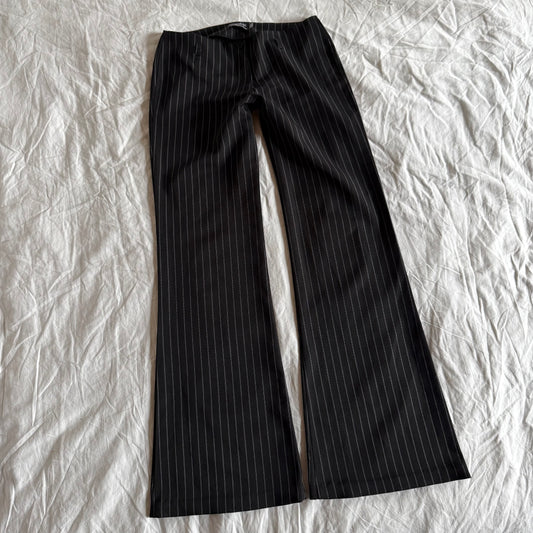 Eliyabeth Low/Mid-Rise Office Siren Pinstriped Wide Leg Flared Trousers - Size S