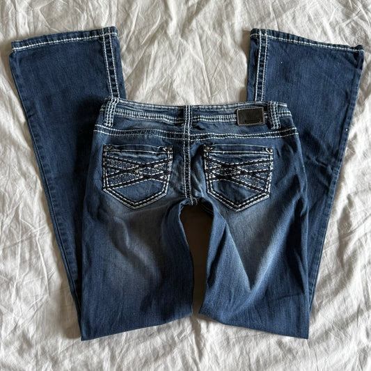 Petrol Low-Rise Dark Wash Bootcut Jeans - Size M