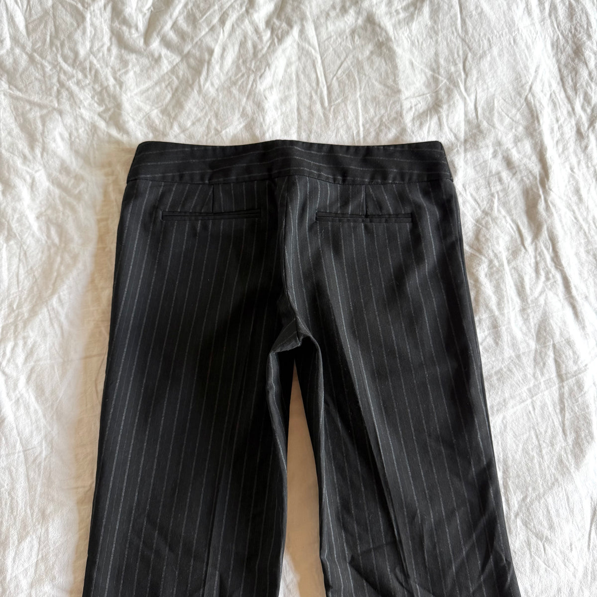 Topshop Low-Rise Pinstriped Office Siren Bootcut Trousers - Size XXS