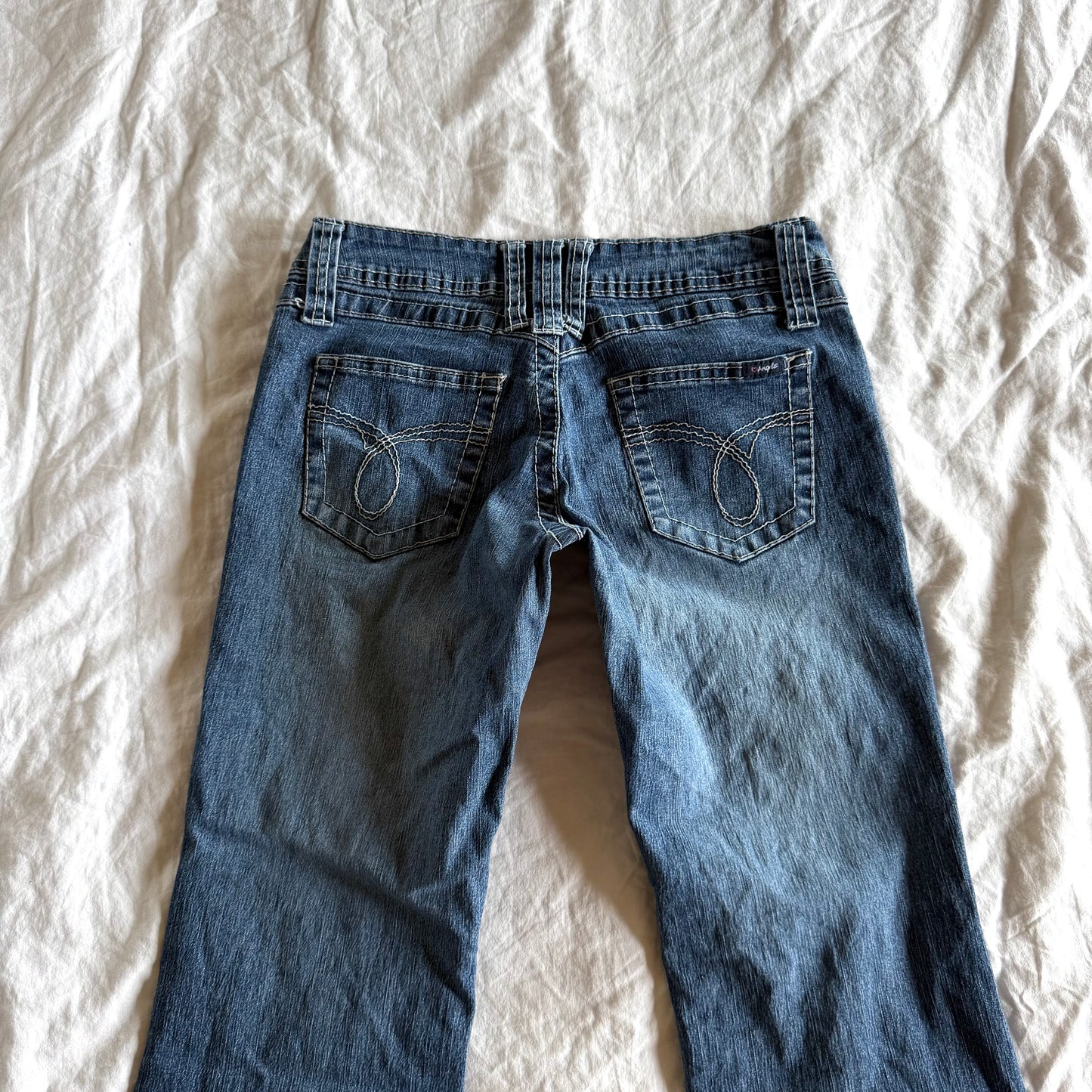 Angels Low-Rise Medium Wash Flared Jeans - Size XS