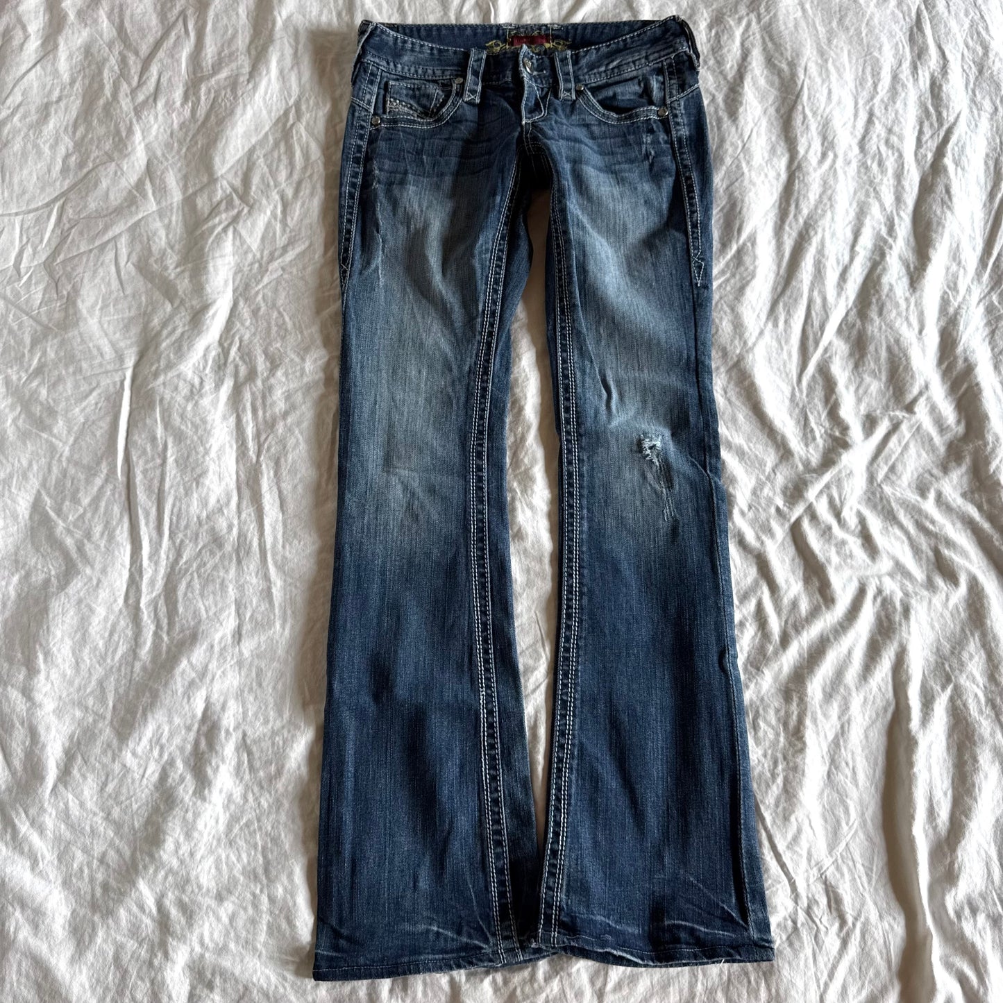 Maurices Ultra Low-Rise Medium Wash Bootcut Jeans - Size XXS