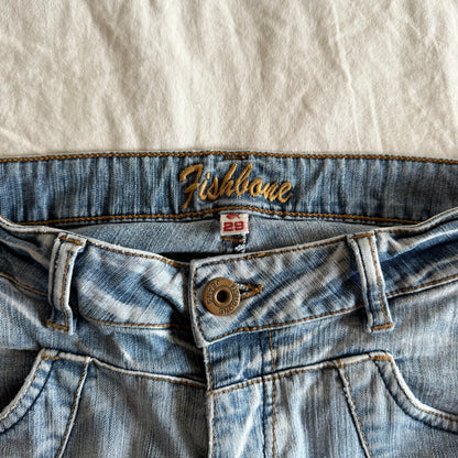 Fishbone Low-Rise Light Wash Straight Fit Jeans - Size XS/S