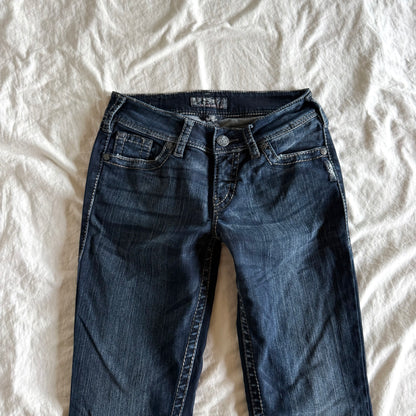 Silver Low-Rise Dark Wash Bootcut Jeans - Size XS