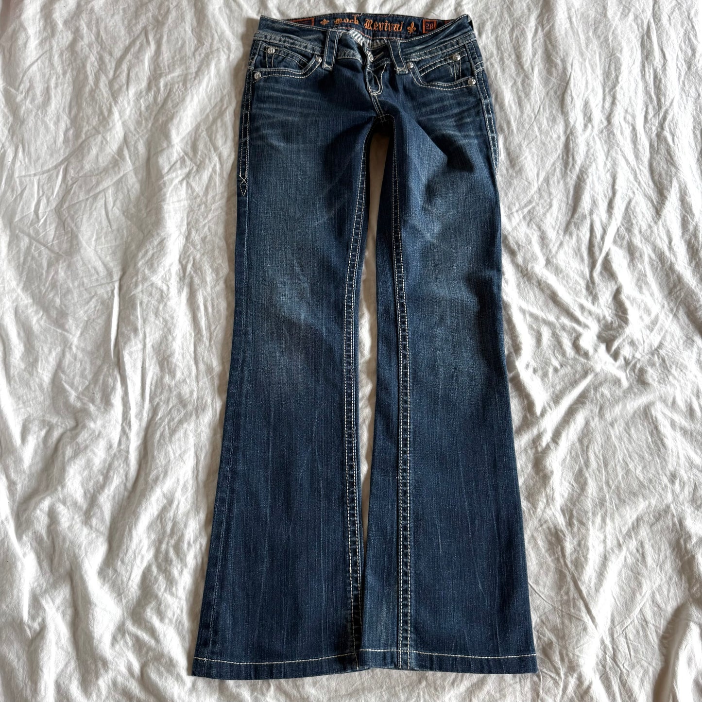 Rock Revival Low-Rise Dark Wash Bootcut Jeans - Size XS