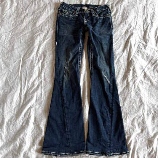 True Religion Low-Rise Dark Wash Bootcut Jeans - Size XXS