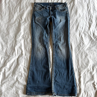Silver Low-Rise Medium Wash Bootcut Jeans - Size M