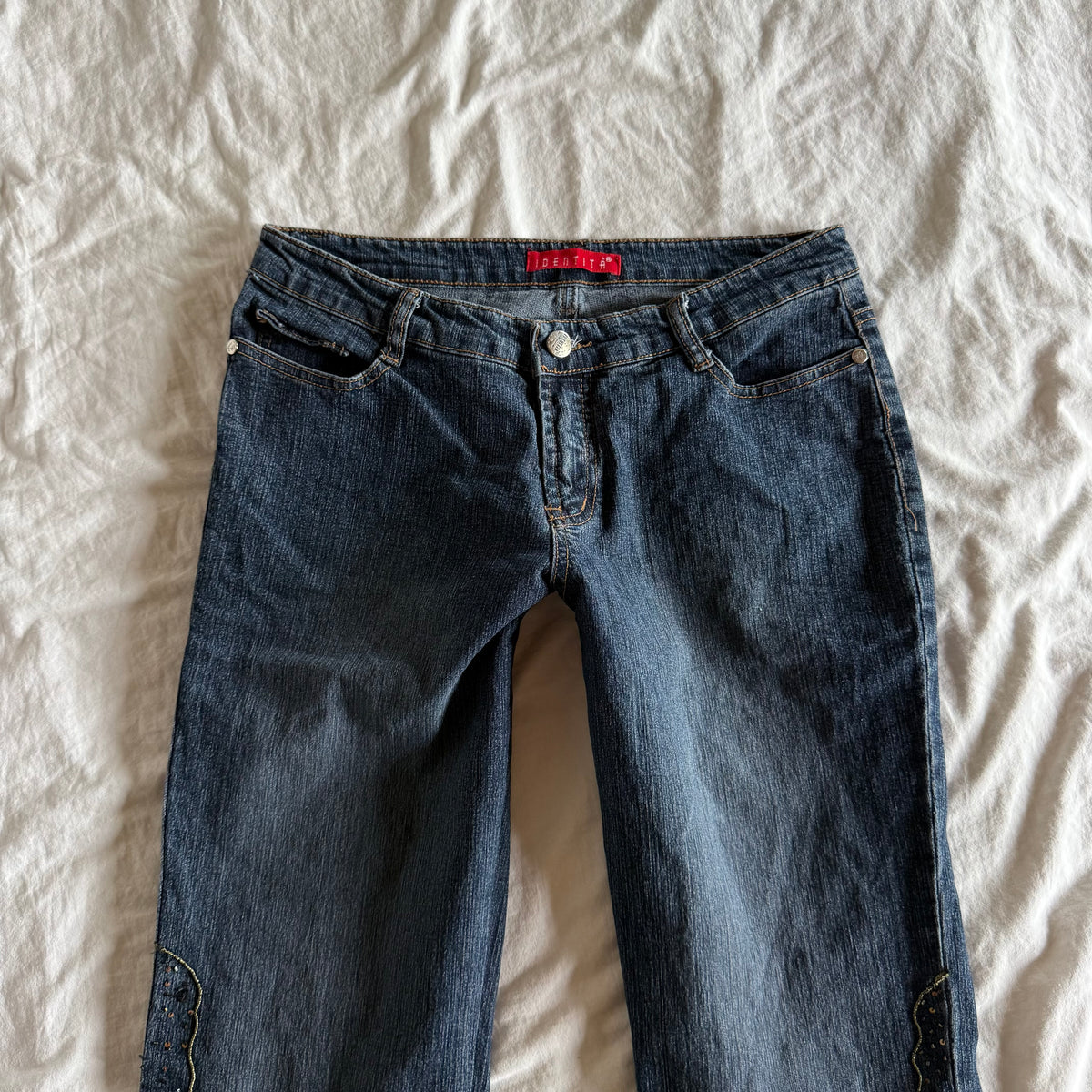Identità Low-Rise Dark Wash Flared Jeans - Size S