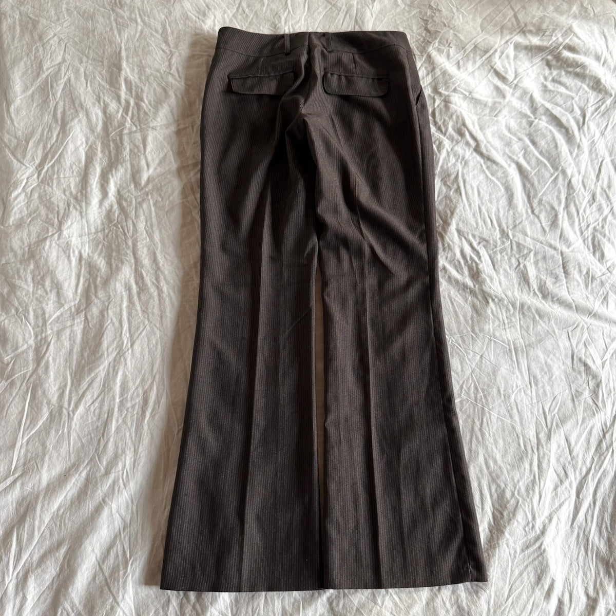 Vero Moda Low-Rise Office Siren Pinstriped Bootcut Trousers - Size S