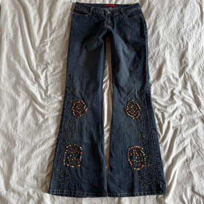 Identità Low-Rise Dark Wash Flared Jeans - Size S