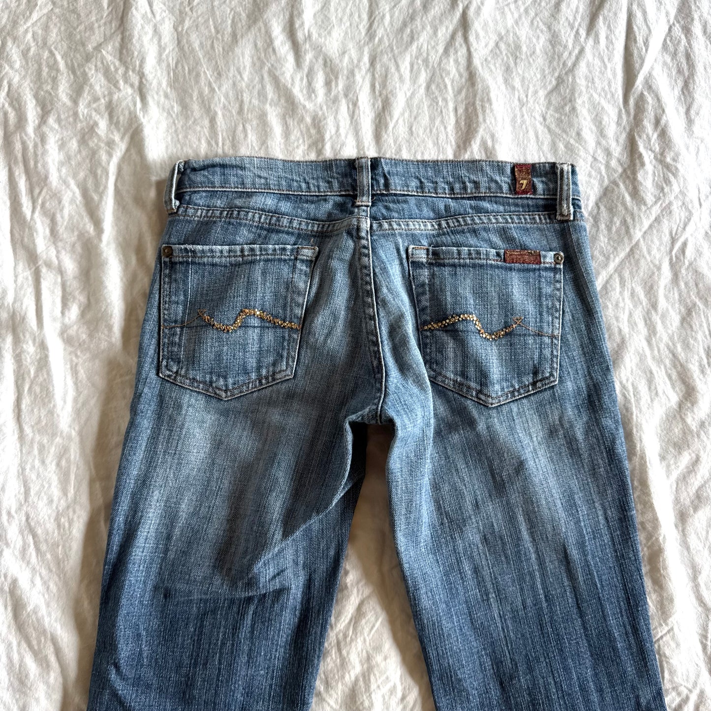 7 for All Mankind Low-Rise Medium Wash Straight Fit Jeans - Size XXS
