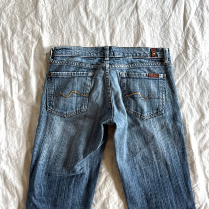 7 for All Mankind Low-Rise Medium Wash Straight Fit Jeans - Size XXS