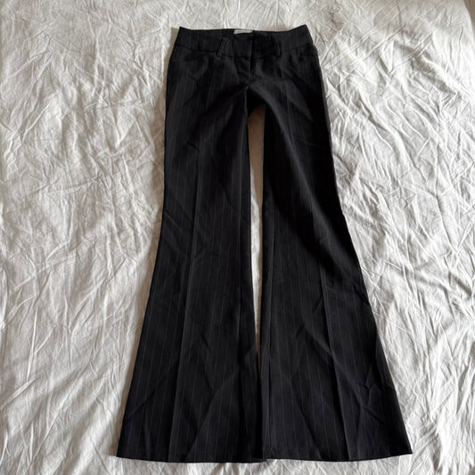 Pimkie Low-Rise Office Siren Pinstriped Flared Trousers - Size XXS