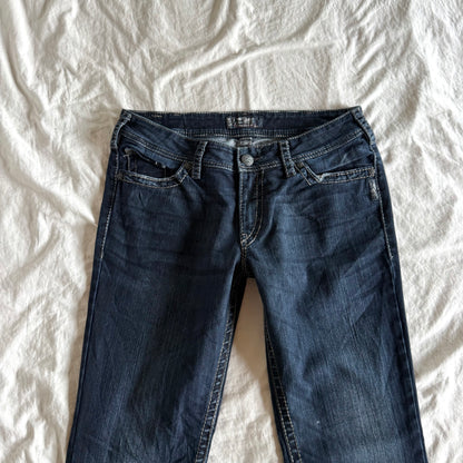Silver Low-Rise Dark Wash Bootcut Jeans - Size L