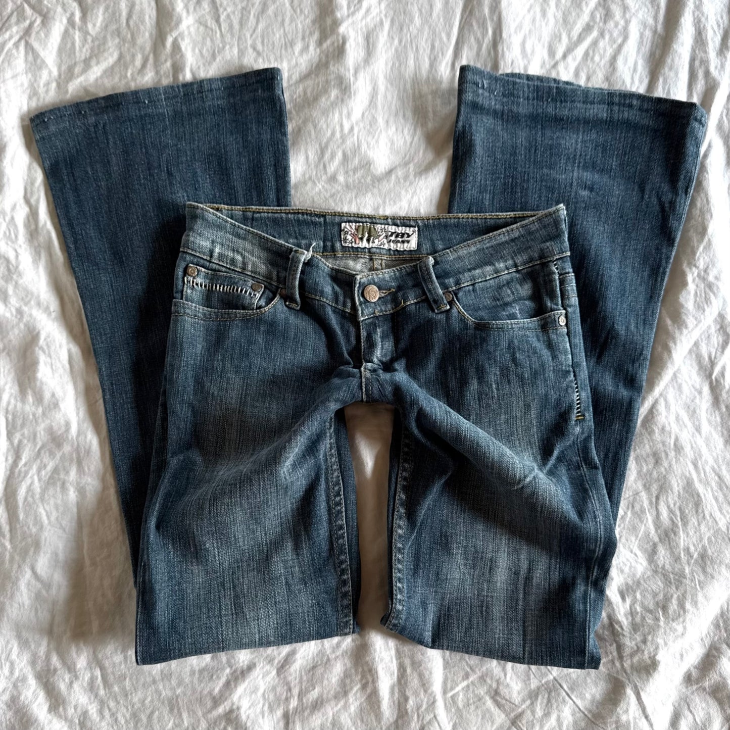 TBY Low-Rise Medium Wash Flared Jeans - Size XS