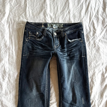 Hydraulic Low-Rise Dark Wash Flared Jeans - Size M