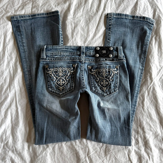 Miss Me Low-Rise Light Wash Bootcut Jeans - Size XS