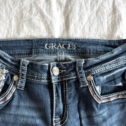 Grace Low-Rise Medium Wash Straight Fit Jeans  - Size S