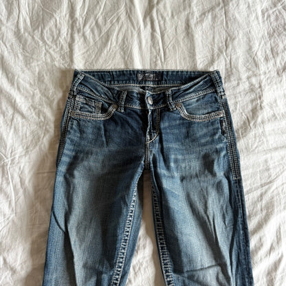 Silver Low-Rise Medium Wash Straight Fit Jeans - Size S
