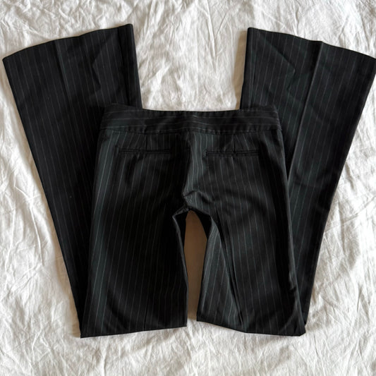 Topshop Low-Rise Pinstriped Office Siren Bootcut Trousers - Size XXS
