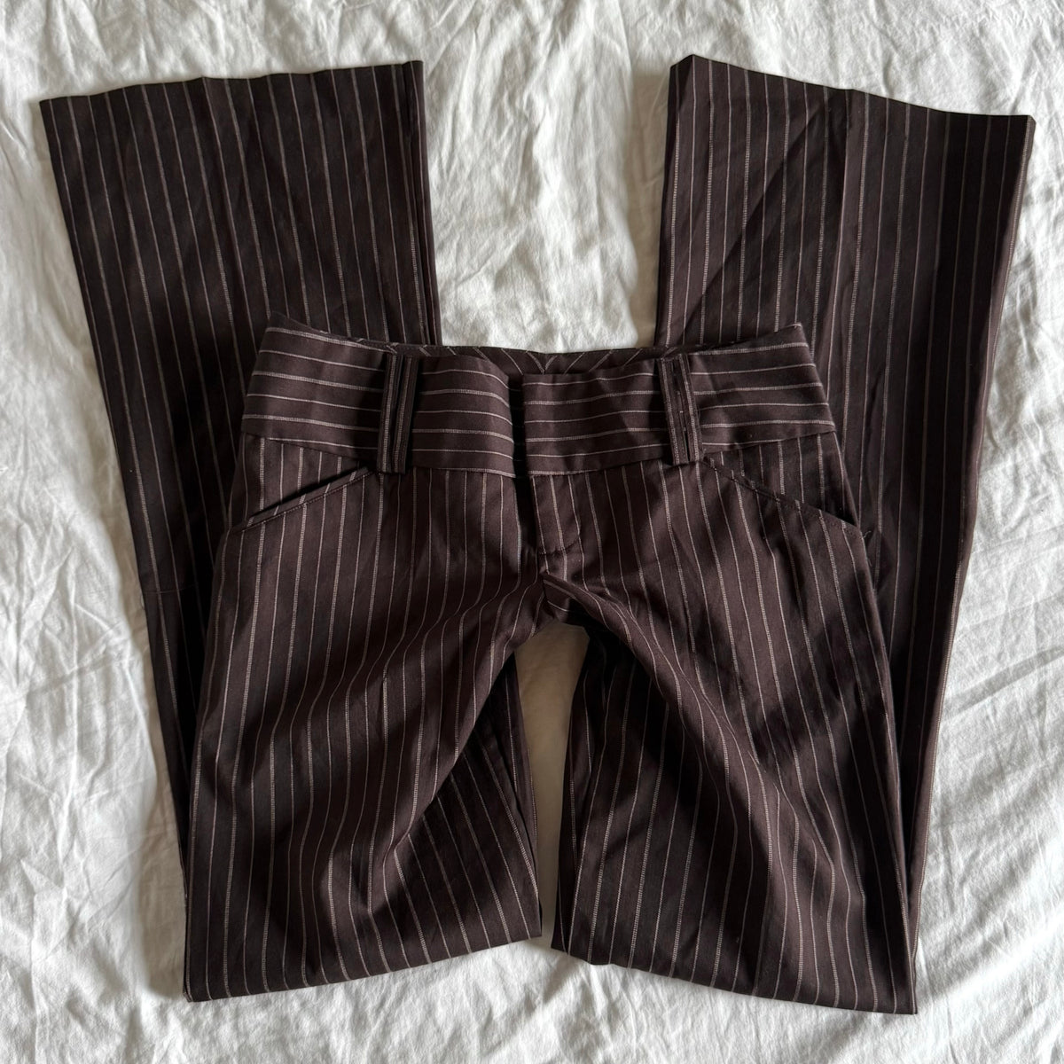 My Michelle Low-Rise Striped Office Siren Straight Fit Trousers - Size S