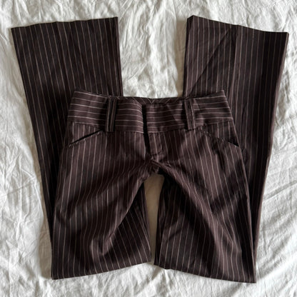 My Michelle Low-Rise Striped Office Siren Straight Fit Trousers - Size S