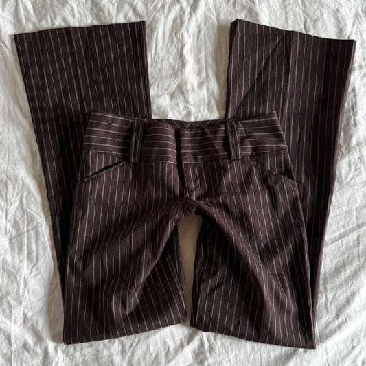 My Michelle Low-Rise Striped Office Siren Straight Fit Trousers - Size S