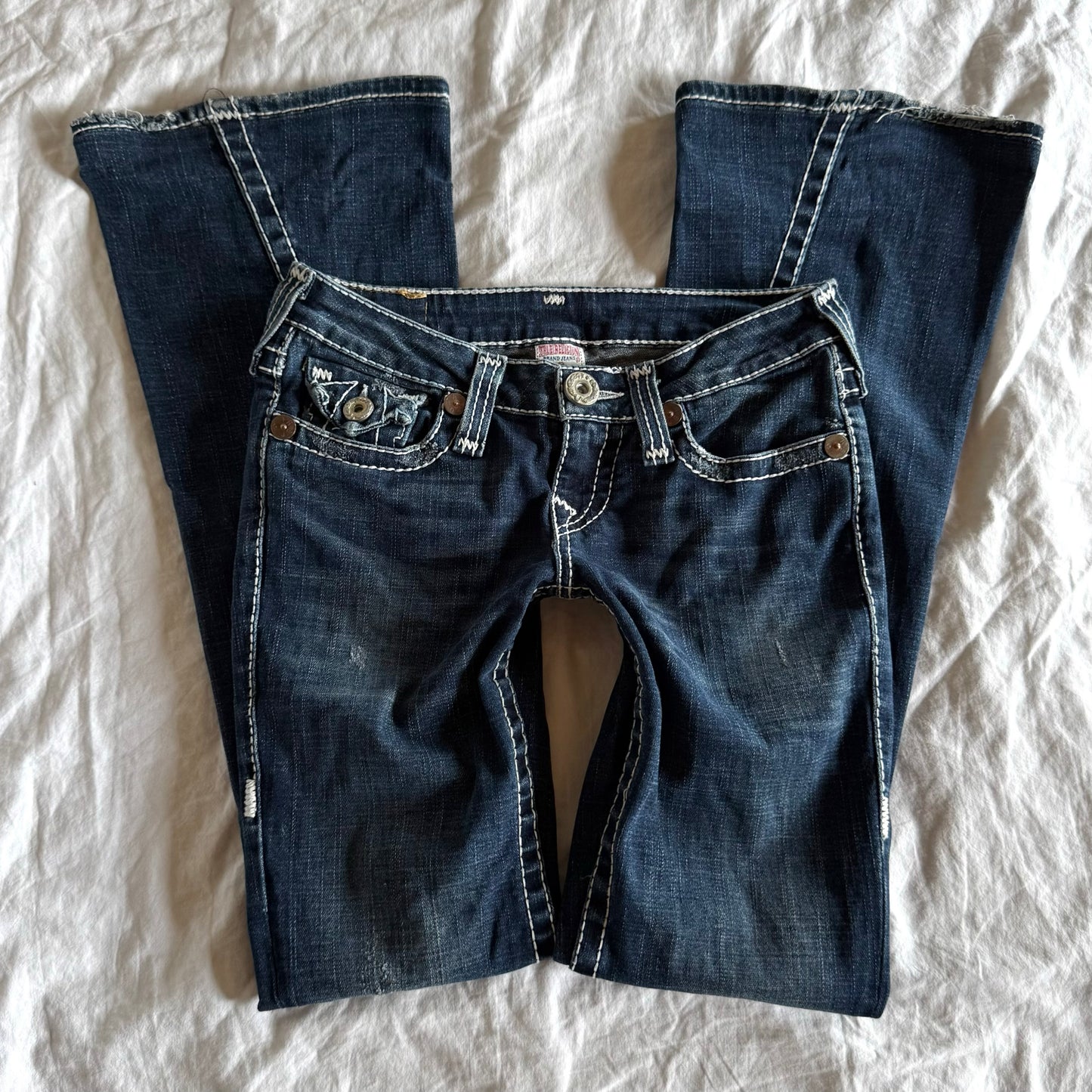 True Religion Low-Rise Dark Wash Bootcut Jeans - Size XXS