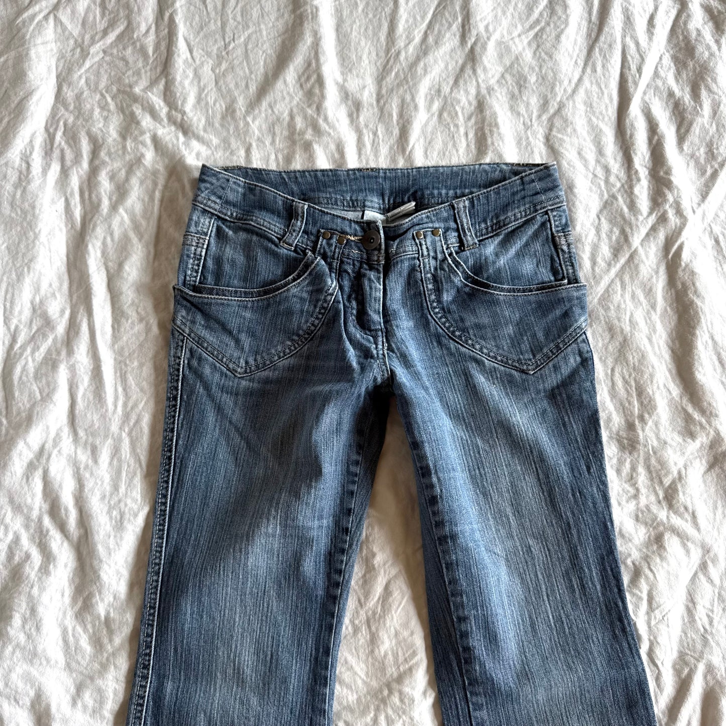 Camaieu Low-Rise Medium Wash Flared Jeans - Size XS