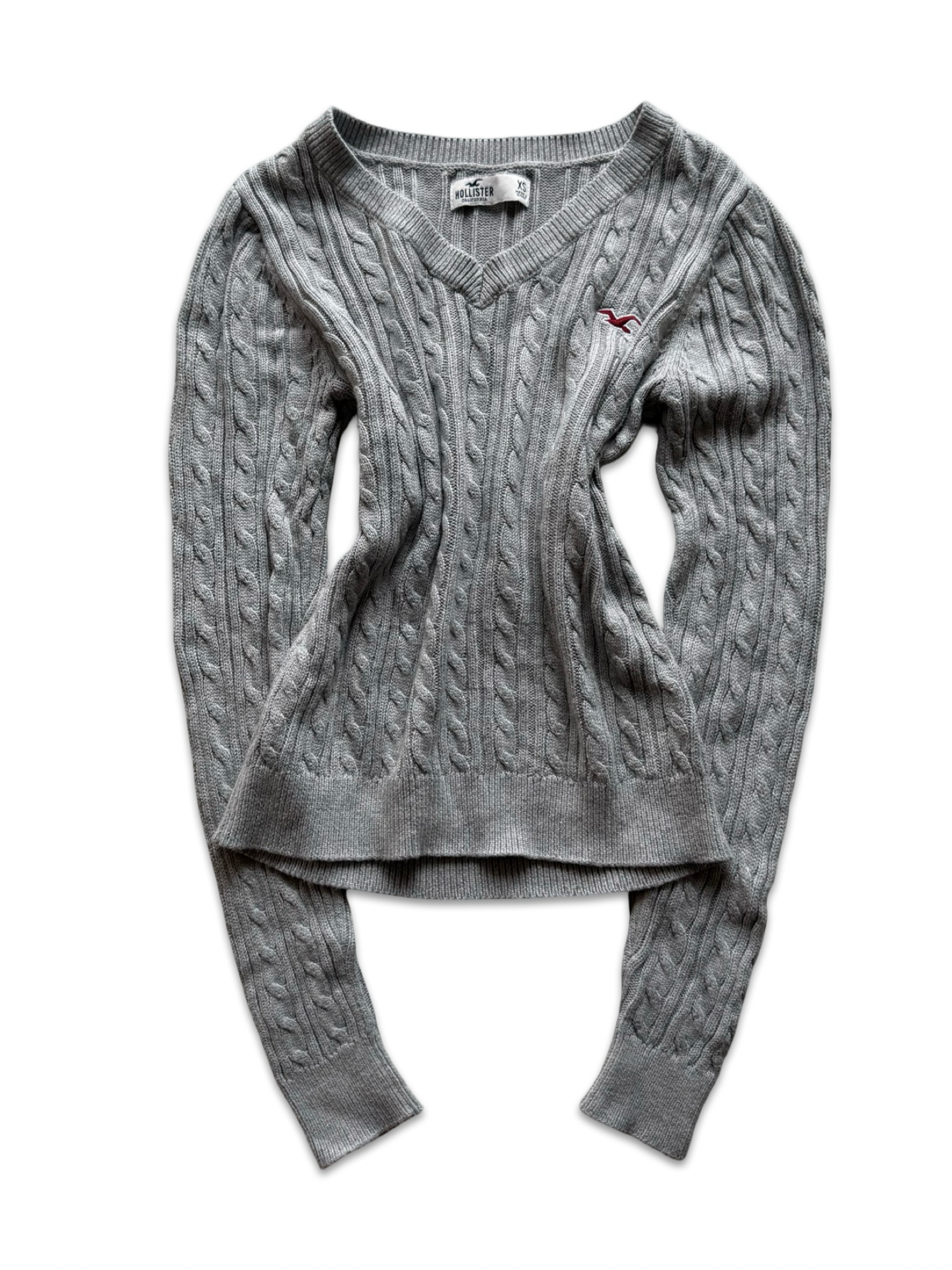 Hollister Grey Cable Knit Sweater (XS)