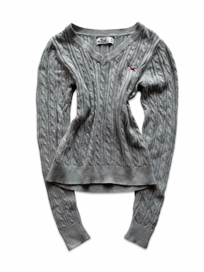 Hollister Grey Cable Knit Sweater (XS)