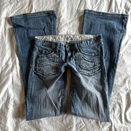 Sacred Blue Low-Rise Light Wash Flared Jeans - Size XS
