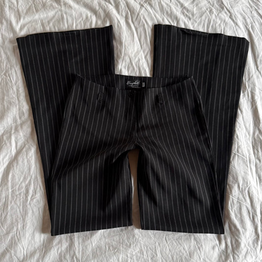 Eliyabeth Low/Mid-Rise Office Siren Pinstriped Wide Leg Flared Trousers - Size S