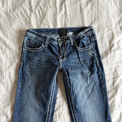 Petrol Low-Rise Dark Wash Bootcut Jeans - Size M