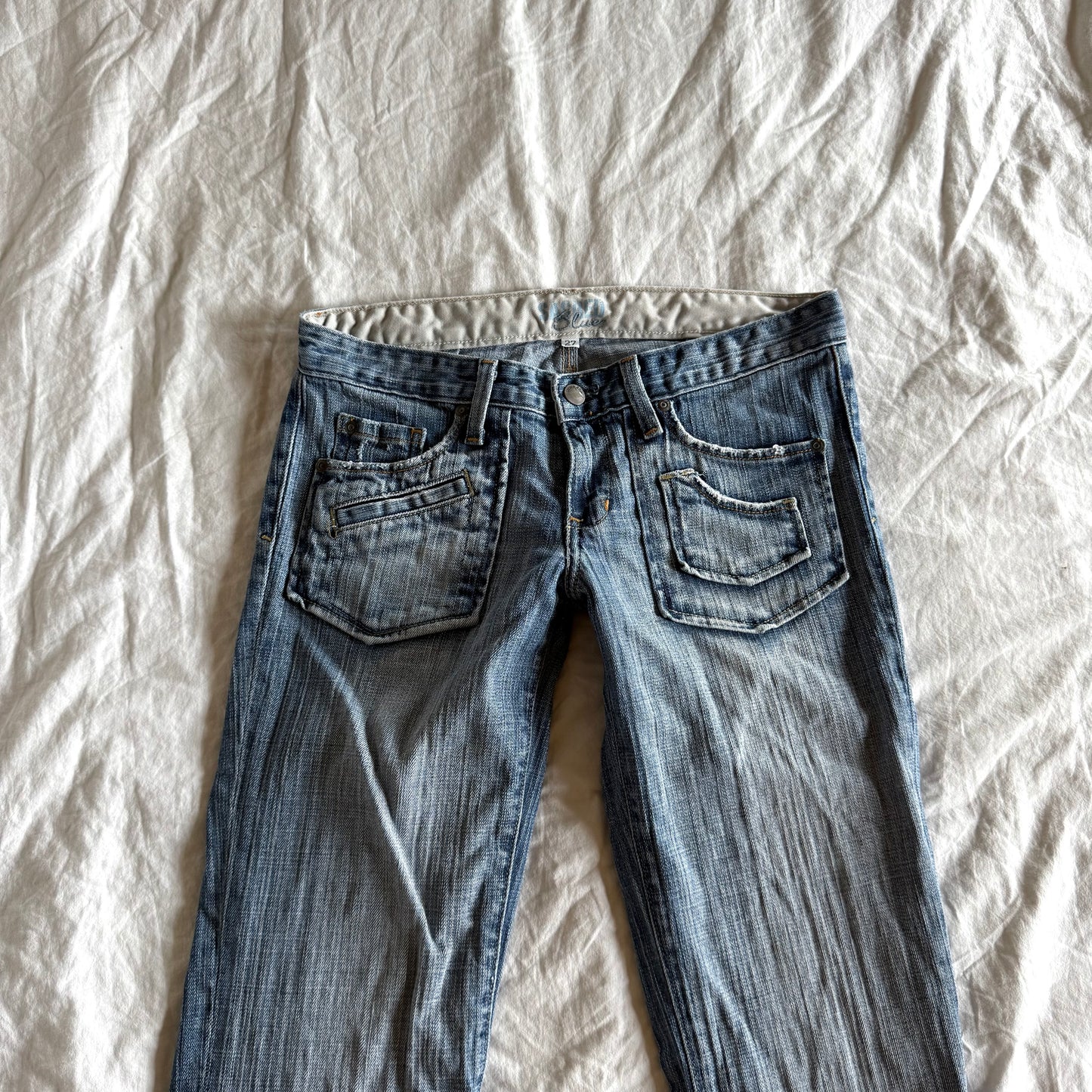 Sacred Blue Low-Rise Light Wash Flared Jeans - Size XS