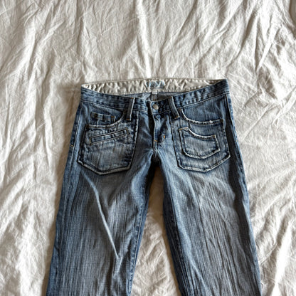 Sacred Blue Low-Rise Light Wash Flared Jeans - Size XS