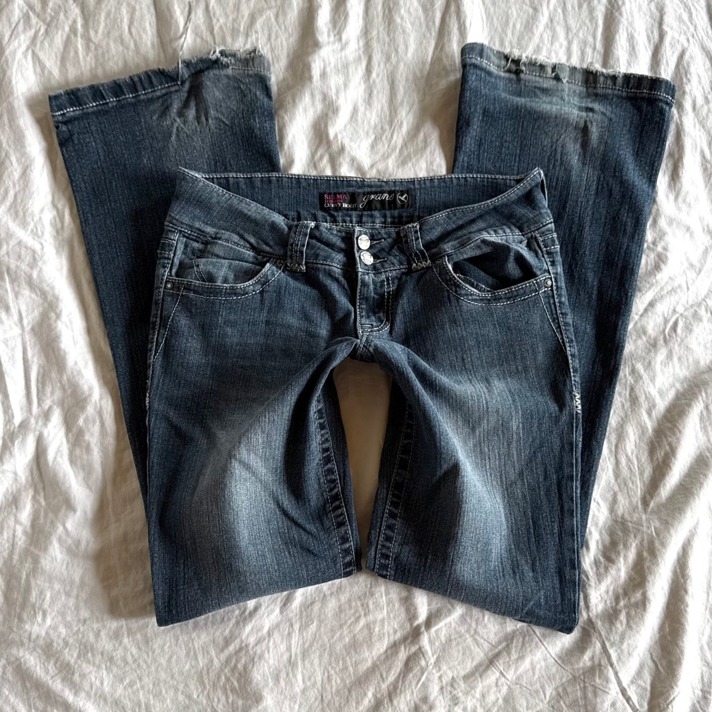 Grane Low-Rise Dark Wash Bootcut Jeans - Size S/M