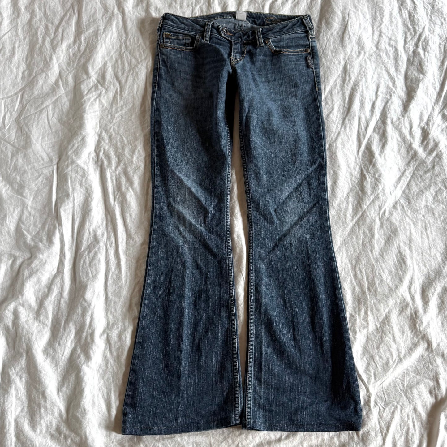 Silver Low-Rise Medium Wash Bootcut Jeans - Size XS