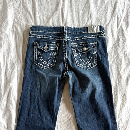 LA IDOL Low-Rise Dark Wash Bootcut Jeans - Size M