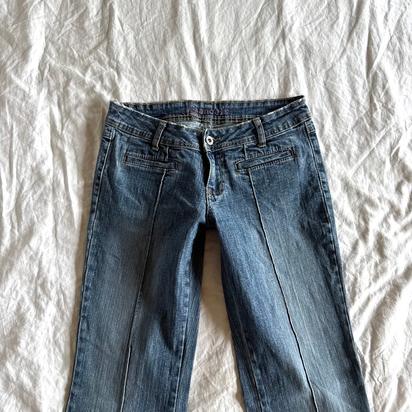 Angels Low-Rise Medium Wash Flared Jeans - Size XS/S