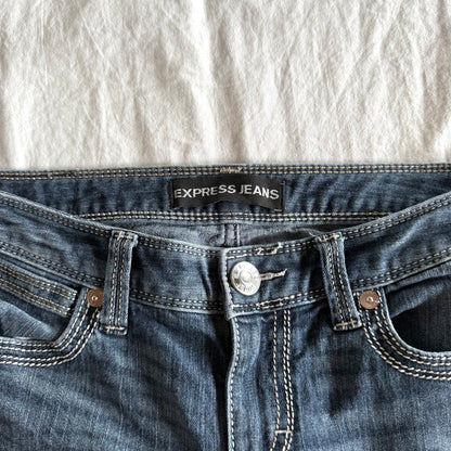 Express Low-Rise Dark Wash Straight Fit Jeans - Size S/M