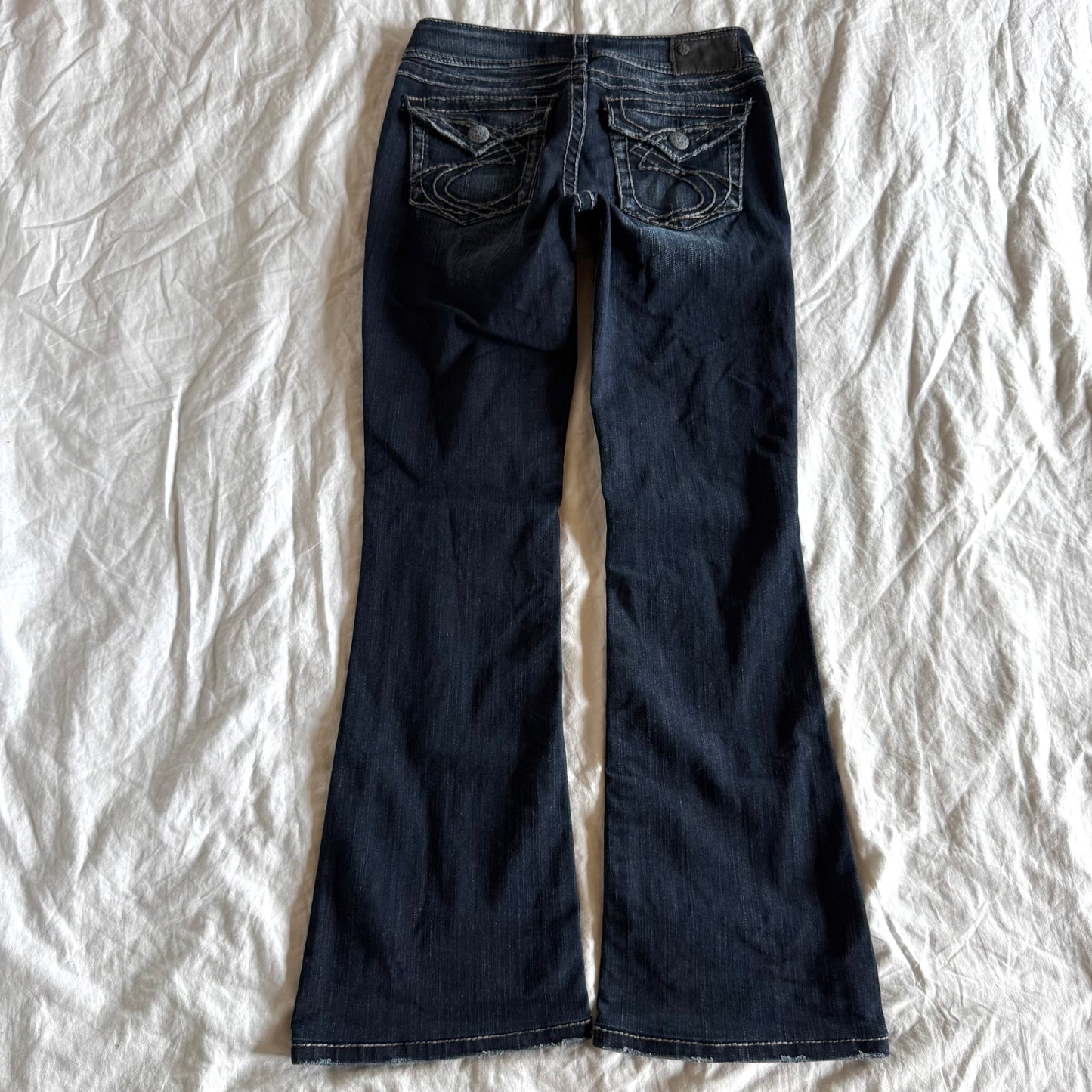 Silver Low-Rise Dark Wash Bootcut Jeans - Size XS