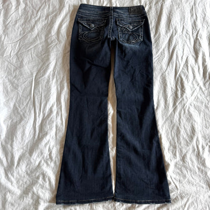 Silver Low-Rise Dark Wash Bootcut Jeans - Size XS