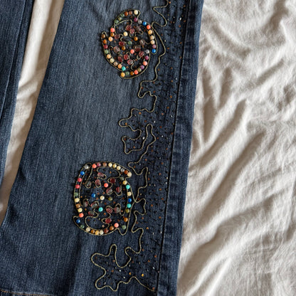 Identità Low-Rise Dark Wash Flared Jeans - Size S