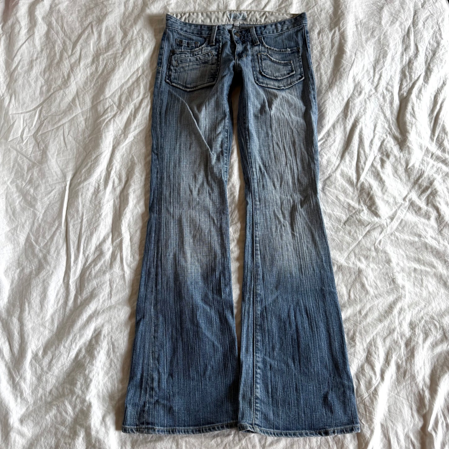 Sacred Blue Low-Rise Light Wash Flared Jeans - Size XS