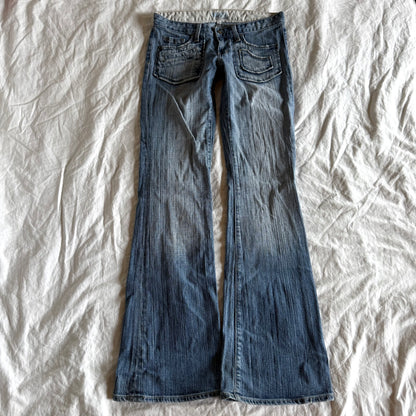 Sacred Blue Low-Rise Light Wash Flared Jeans - Size XS