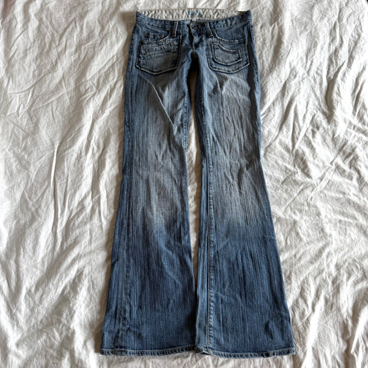 Sacred Blue Low-Rise Light Wash Flared Jeans - Size XS