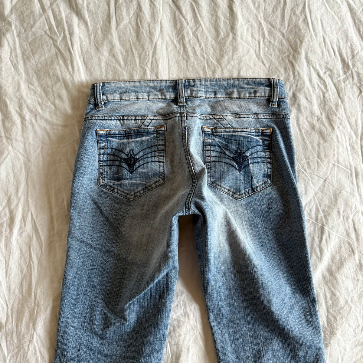 Fishbone Low-Rise Light Wash Straight Fit Jeans - Size XS/S